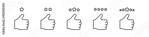 Like thumb up review vector icon set. Approve customer satisfaction icons.