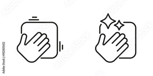 Wipe wash cleaning icon set. Cleanup hygiene vector icons.