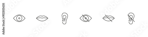 Sense organ vector icon set. Disabled senses feel icons.