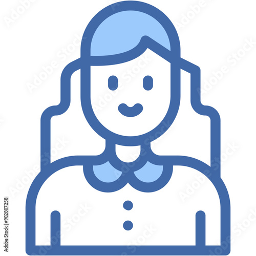 Vector Icon Cashier, Brown Hair, Caucasian, Professions And Jobs, Short Hair