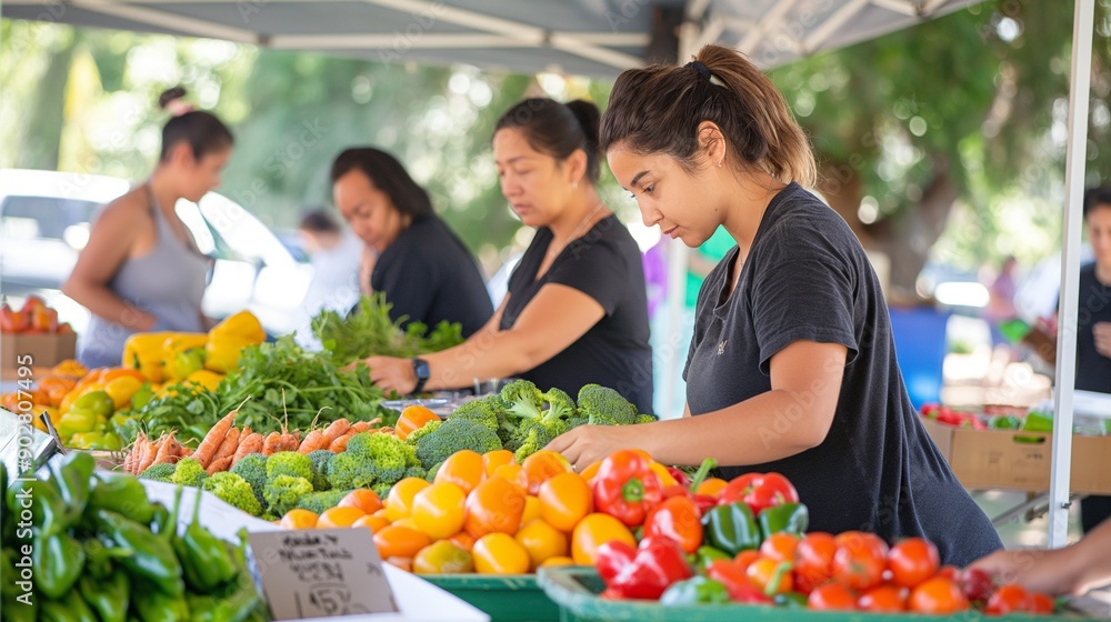 Naklejka premium community event focused on healthy living, featuring workshops on nutrition, fitness classes