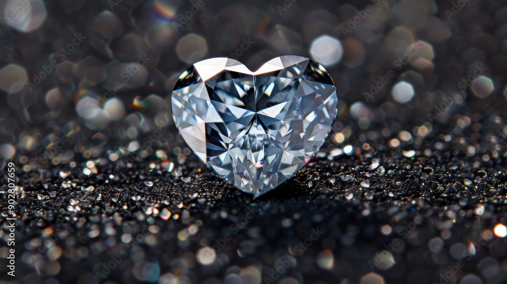 Heart Shaped Diamond on Glittering Background. Heart Shaped Diamond on Glittering Background.