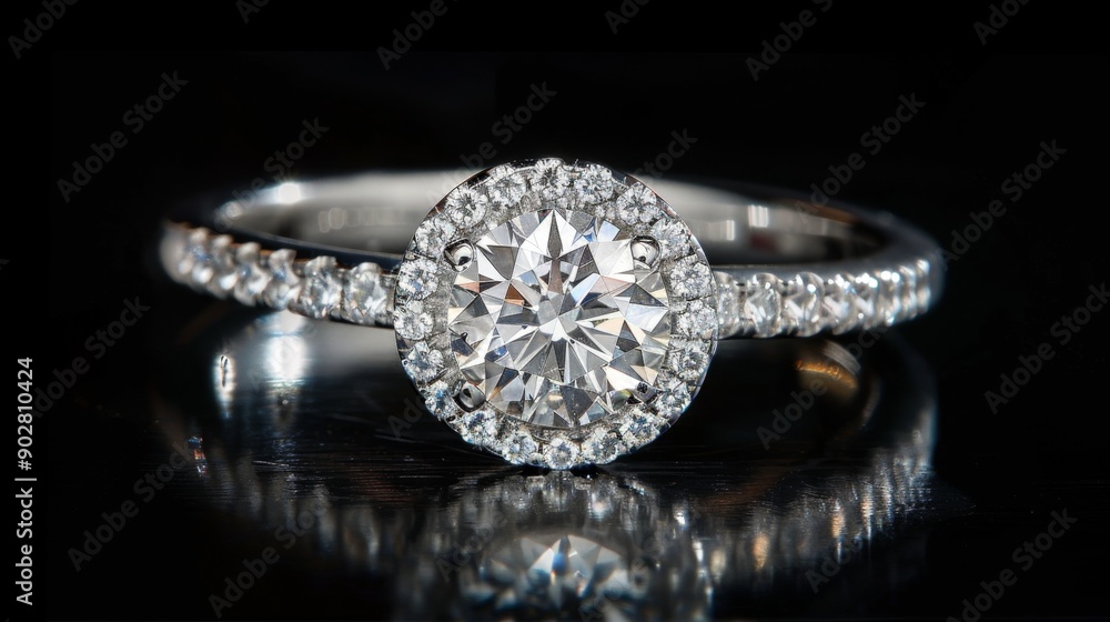 Diamond Engagement Ring on Black Background. Diamond Engagement Ring on Black Background.