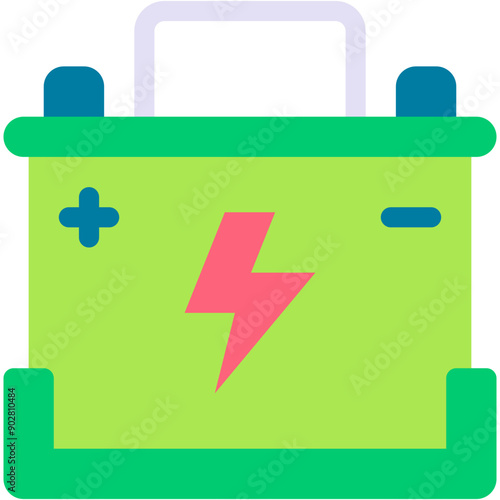 Vector Icon Battery, Energy, Accumulator, Transportation, Automotive, Technology