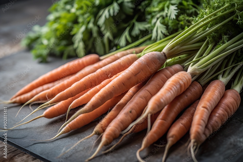 Pile of healthy carrots, taken from the front