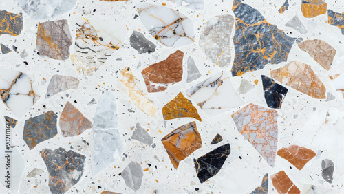 color marble texture, black marble background, trendy colorful venetian terrazzo tile background . realistic marble texture with stone fragments.