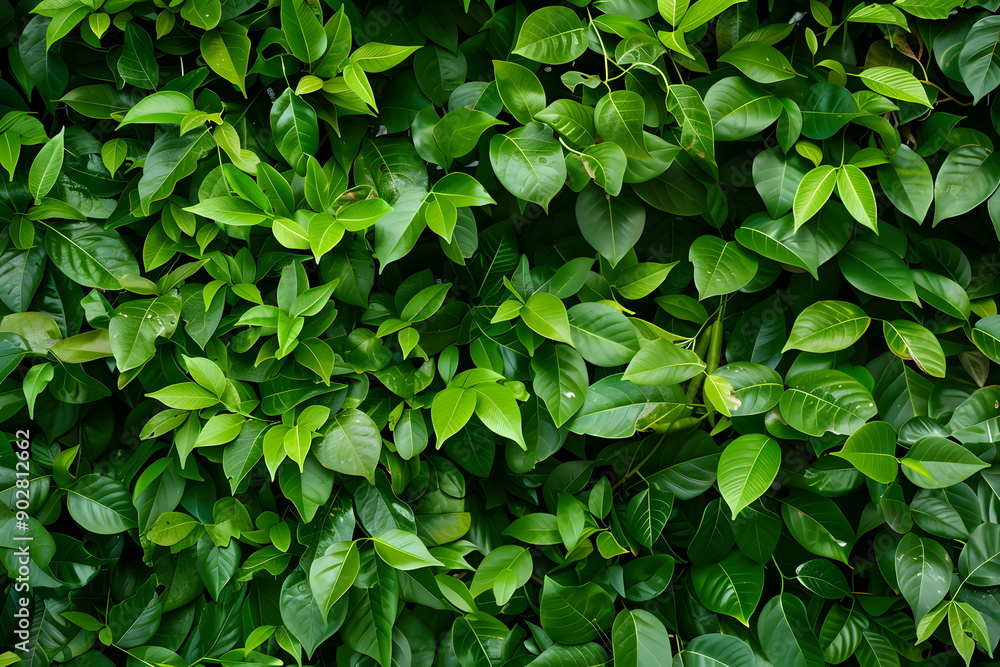 Lush Green Foliage Creating a Dense Leafy Background Lush Green Foliage Creating a Dense Leafy Background