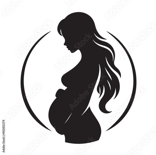 Pregnant woman vector illustration silhouette sign isolated on white background