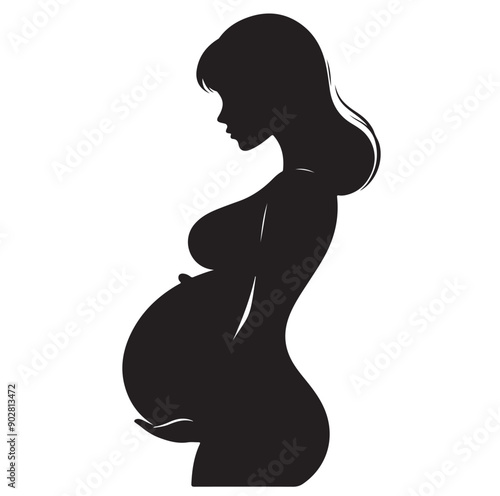 Pregnant woman vector illustration silhouette sign isolated on white background