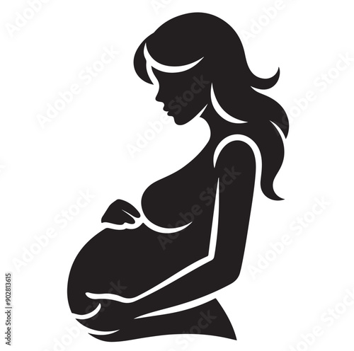 Pregnant woman vector illustration silhouette sign isolated on white background