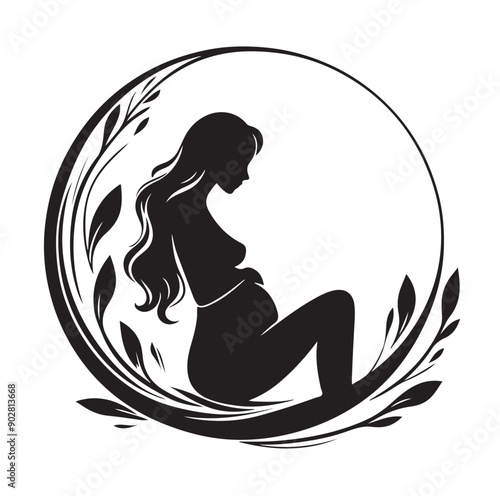 Pregnant woman vector illustration silhouette sign isolated on white background