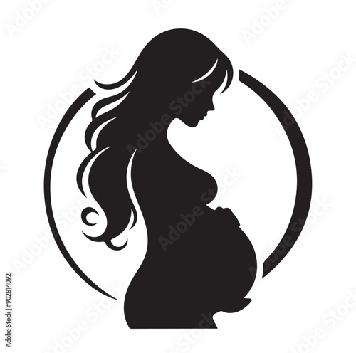 Pregnant woman vector illustration silhouette sign isolated on white background