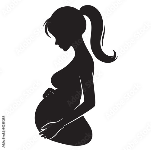 Pregnant woman vector illustration silhouette sign isolated on white background