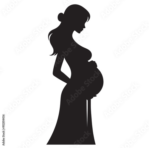 Pregnant woman vector illustration silhouette sign isolated on white background