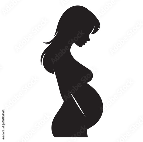 Pregnant woman vector illustration silhouette sign isolated on white background