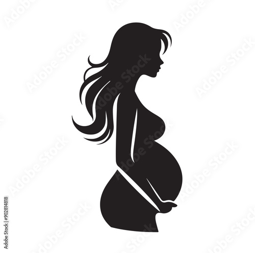 Pregnant woman vector illustration silhouette sign isolated on white background