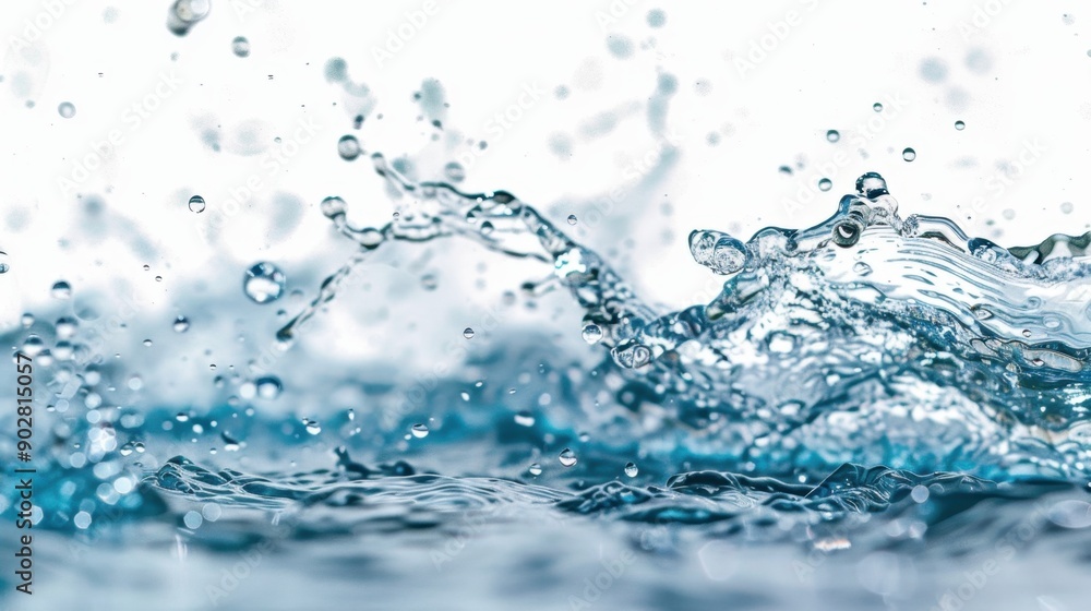 Close-up of water splashes creating vibrant and dynamic shapes with droplets in mid-air, capturing the essence of movement and fluidity. Close-up of water splashes creating vibrant and dynamic shapes with droplets in mid-air, capturing the essence of movement and fluidity.