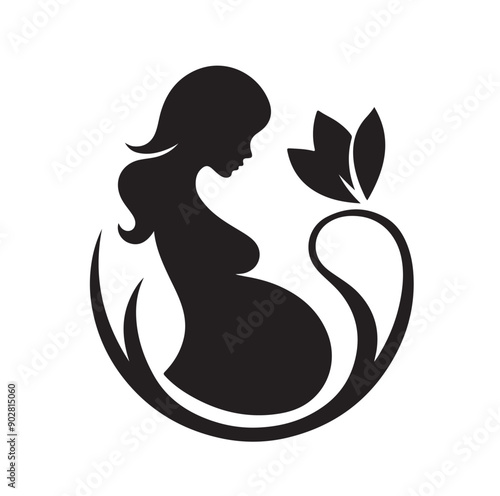 Pregnant woman vector illustration silhouette sign isolated on white background