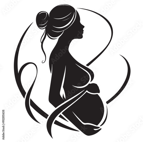 Pregnant woman vector illustration silhouette sign isolated on white background