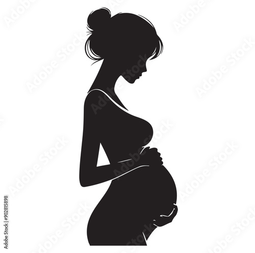 Pregnant woman vector illustration silhouette sign isolated on white background