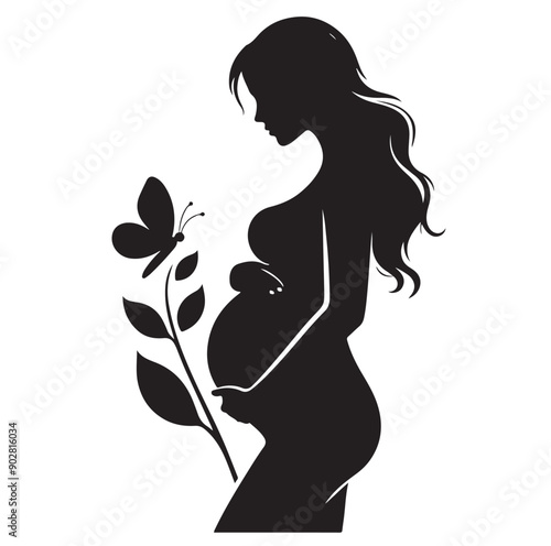 Pregnant woman vector illustration silhouette sign isolated on white background