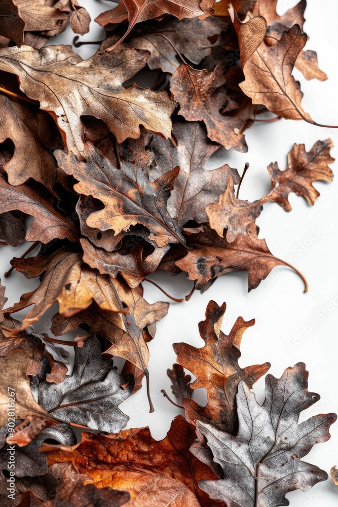 A heap of dry autumn leaves on a white background A heap of dry autumn leaves on a white background