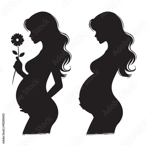 Pregnant woman vector illustration silhouette sign isolated on white background