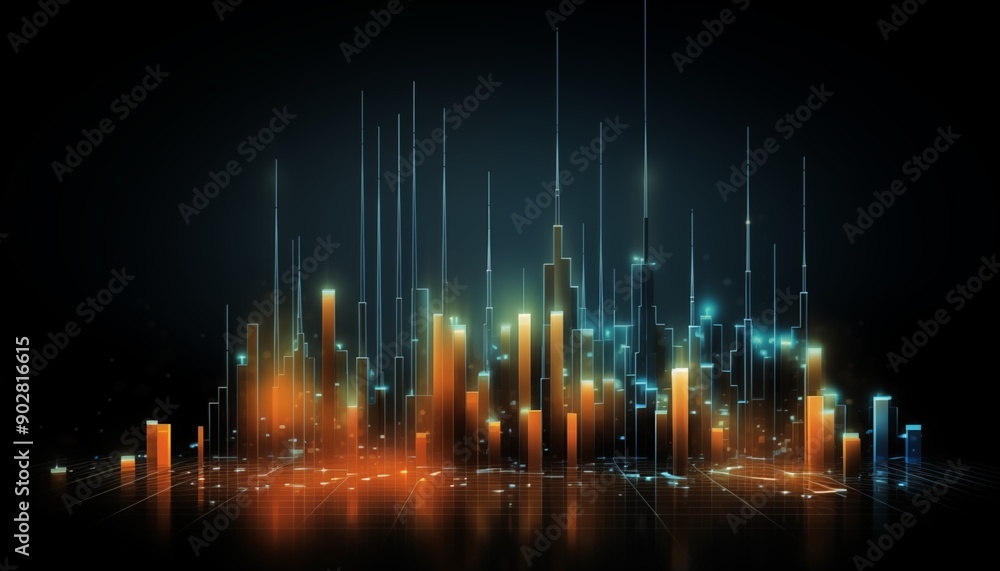 abstract background with lights, chart, graph abstract background with lights, chart, graph