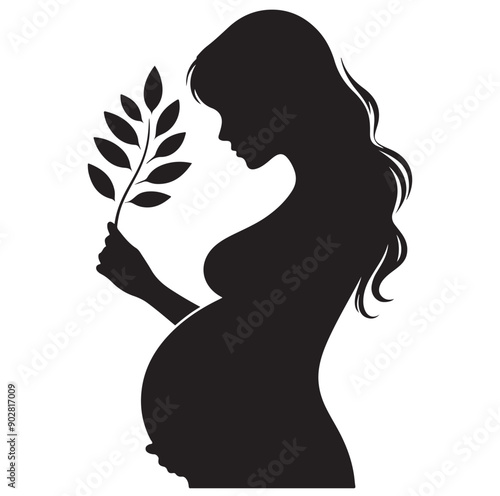 Pregnant woman vector illustration silhouette sign isolated on white background