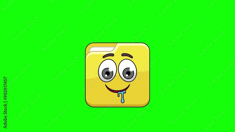 folder cartoon with a drooling face, emoticon animation folder cartoon with a drooling face, emoticon animation