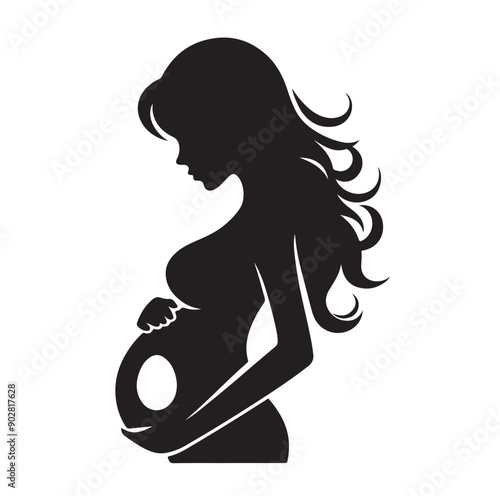 Pregnant woman vector illustration silhouette sign isolated on white background