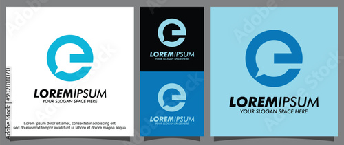 Modern letter e and talk logo template