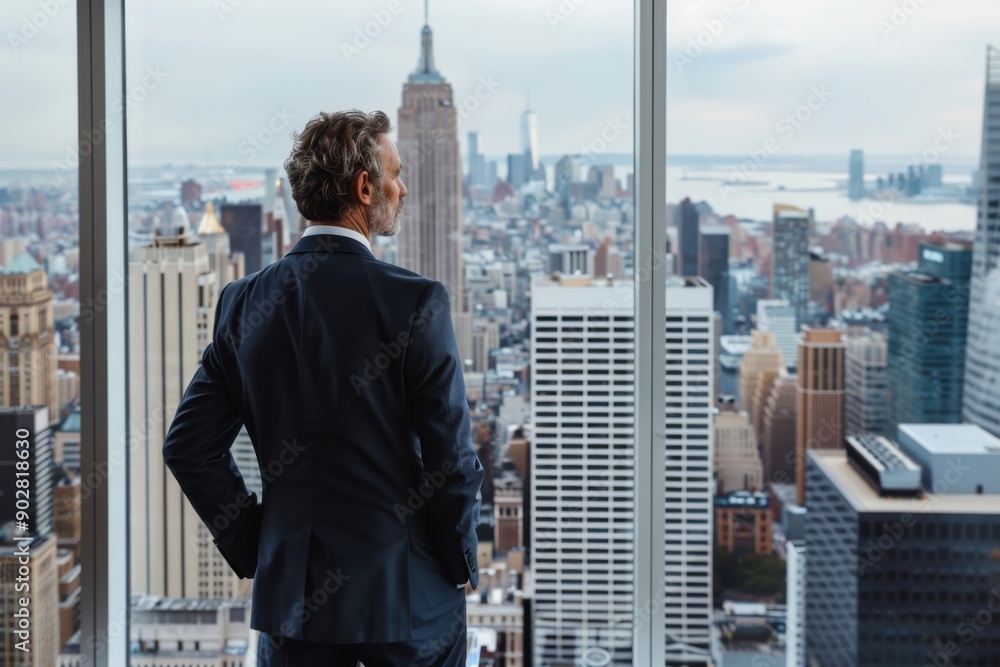 A corporate professional stands in a sleek high-rise office, overlooking a busy city through expansive windows, representing ambition, success, and a strategic horizon. A corporate professional stands in a sleek high-rise office, overlooking a busy city through expansive windows, representing ambition, success, and a strategic horizon.