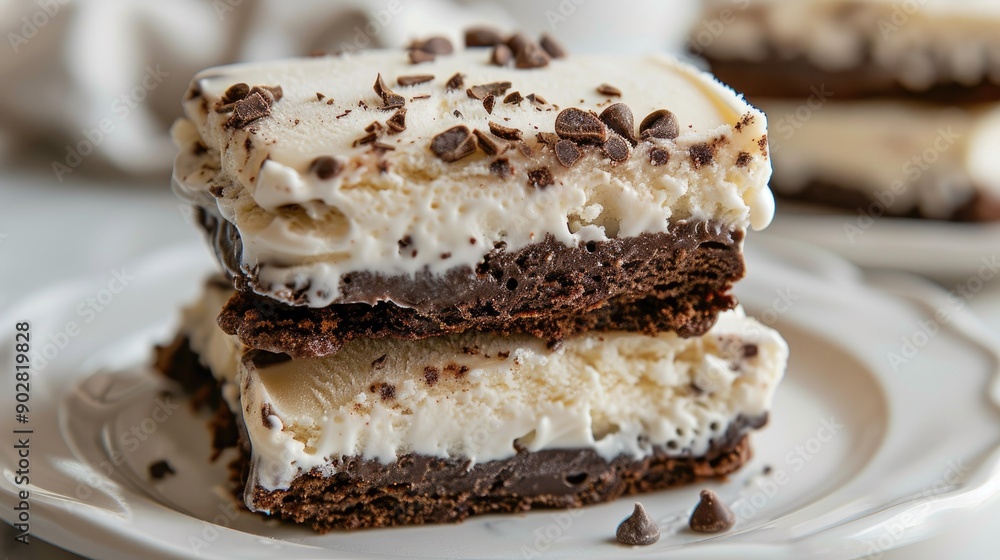 A close-up of a homemade ice cream sandwich with brownie layers and vanilla ice cream. bd3e331622ec A close-up of a homemade ice cream sandwich with brownie layers and vanilla ice cream. bd3e331622ec