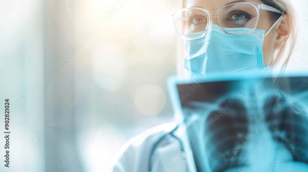 Modern Healthcare Technology: Doctor Analyzing X-ray in a State-of-the-Art Hospital Modern Healthcare Technology: Doctor Analyzing X-ray in a State-of-the-Art Hospital