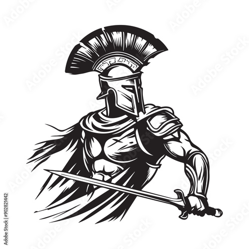 Spartan Warrior Mascot Logo. Warrior with sword. illustration of a warrior