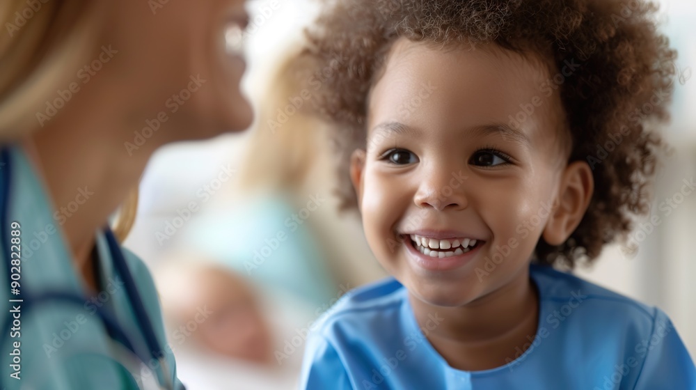 Pediatric nurse playing with a child patient in a hospital room, pediatric care, child-friendly healthcare Pediatric nurse playing with a child patient in a hospital room, pediatric care, child-friendly healthcare