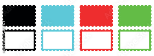 Collection of Scalloped rectangle shapes and frames template. Clipart image vector illustration.