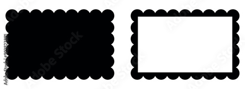 Scalloped rectangle frames template. Clipart image vector illustration isolated on white background.
