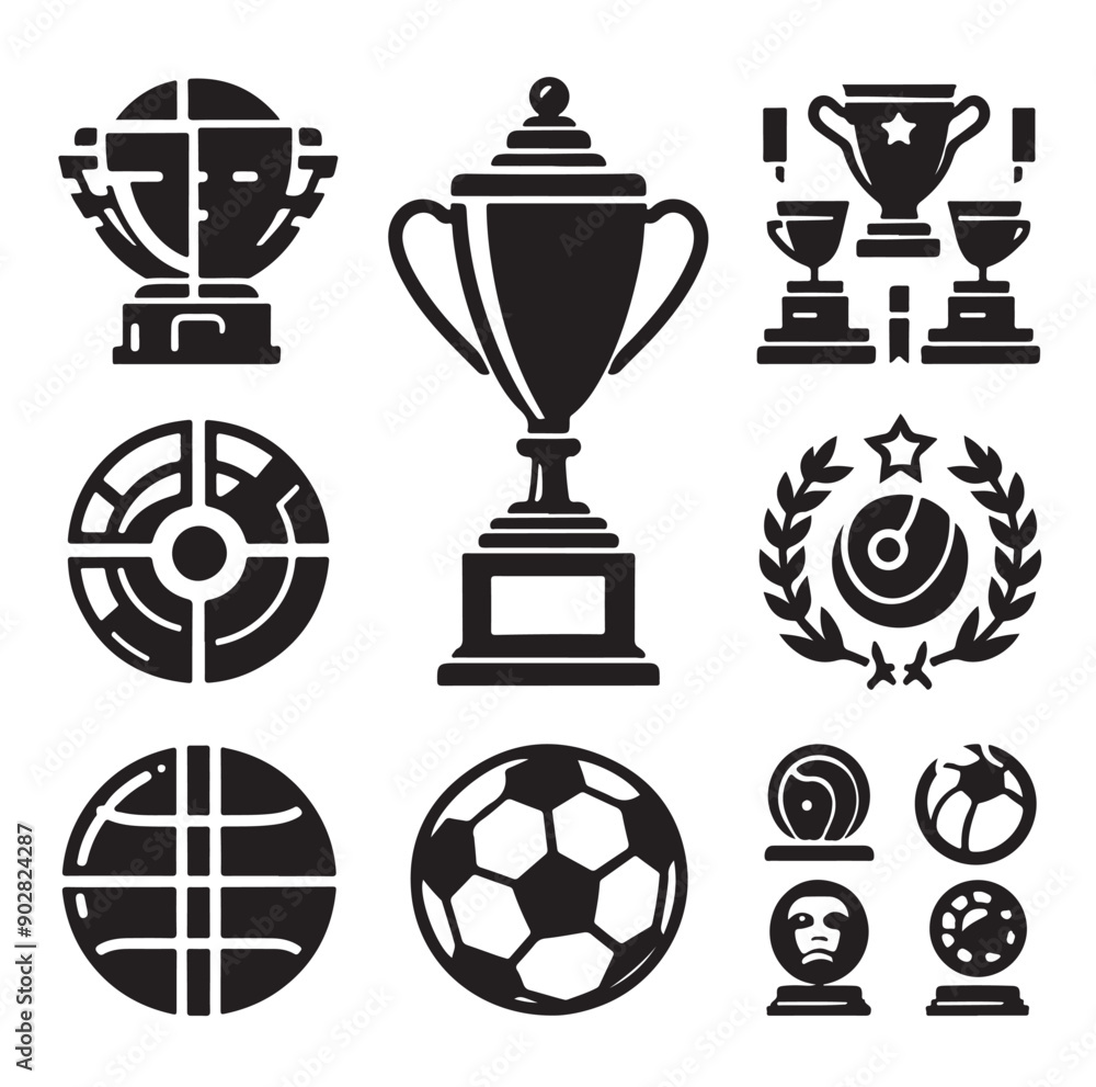 Trophy cup icon collection vector illustration Trophy cup icon collection vector illustration