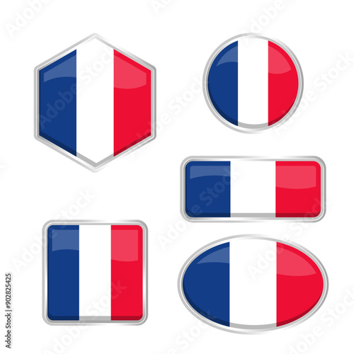 France flag with various shapes vector eps for design element, decoration, banner, emblem, promotion, event, holiday, social media post, icon, poster, etc. Editable and scalable.