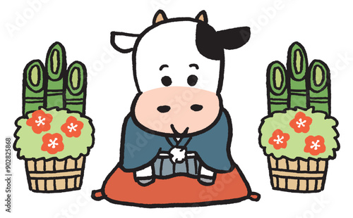 白と黒のコミカルでかわいい牛のキャラ素材