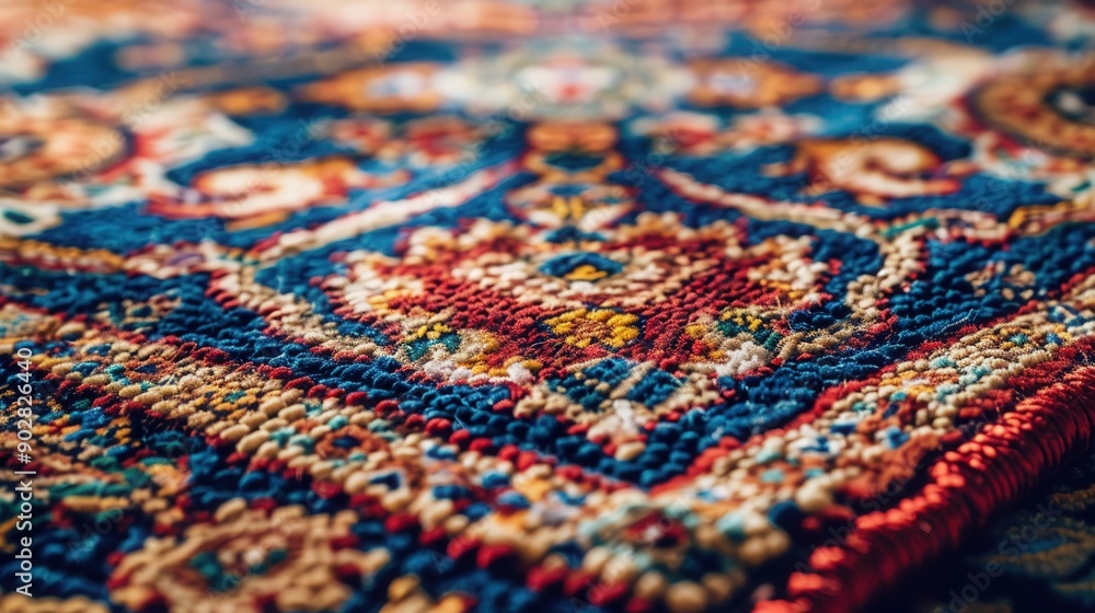 Obraz premium This traditional Persian carpet displays a stunning array of colorful patterns and intricate designs crafted with expert skill