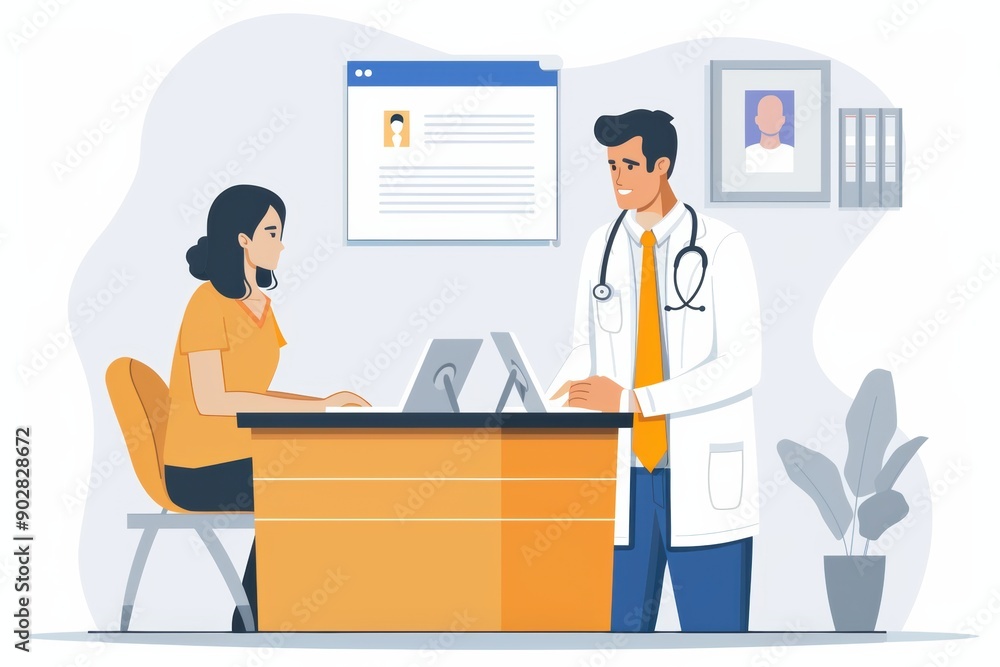 Doctor Consulting with Patient in Modern Clinic Doctor Consulting with Patient in Modern Clinic