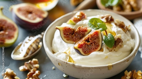 Wallpaper Mural A healthy breakfast of Greek yogurt with honey, walnuts, and fresh figs. Torontodigital.ca
