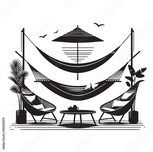 Hammock icon set vector illustration