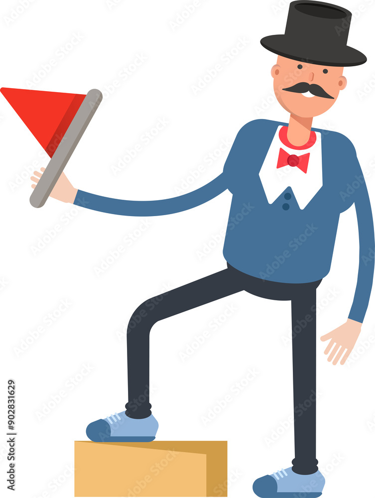 Gentleman in Top Hat Character Holding Flag
Gentleman in Top Hat Character Holding Flag