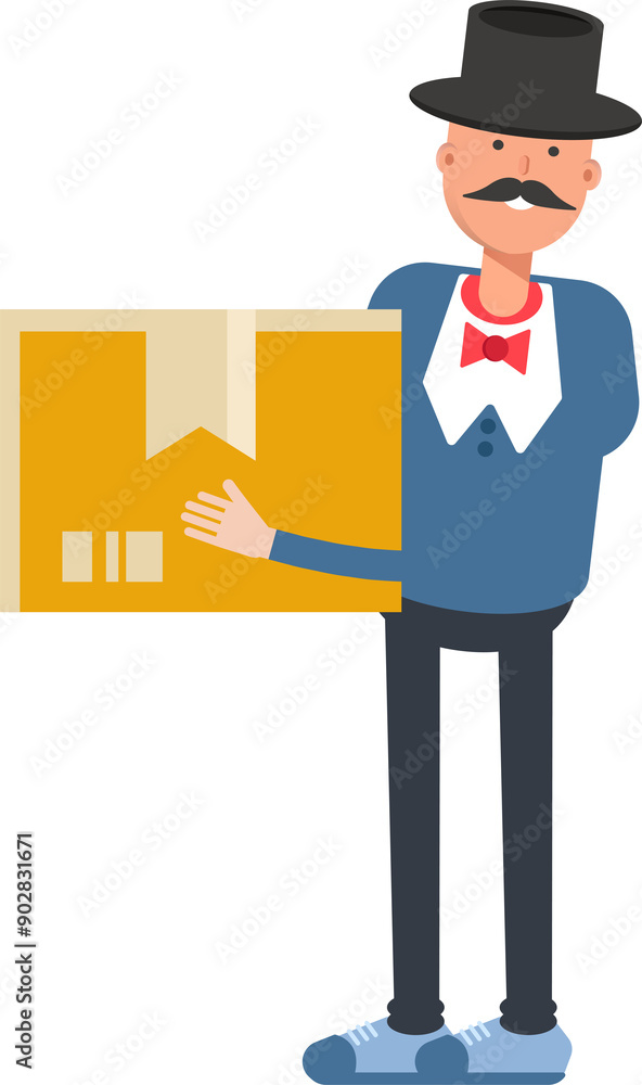 Gentleman in Top Hat Character Holding Box
Gentleman in Top Hat Character Holding Box