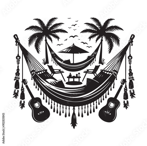 Hammock icon set vector illustration