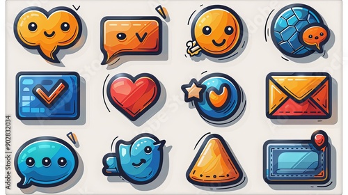vector, illustration, Conversation icon collection. Duotone color. Vector and transparent illustration. Containing communications, speech bubble, speak, question and answer, chat, like, mobile chat, t